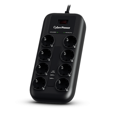 CyberPower P0820SUF0-DE limitador de tensión Negro 8 salidas