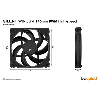 be quiet! SILENT WINGS 4 | 140mm PWM high-speed Carcasa del ordenador Ventilador 14 cm Negro 1 pieza(s)