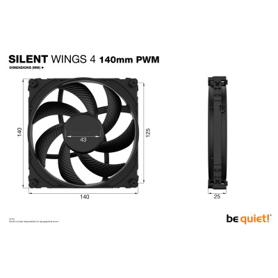 be quiet! SILENT WINGS 4 | 140mm PWM Carcasa del ordenador Ventilador 14 cm Negro 1 pieza(s)